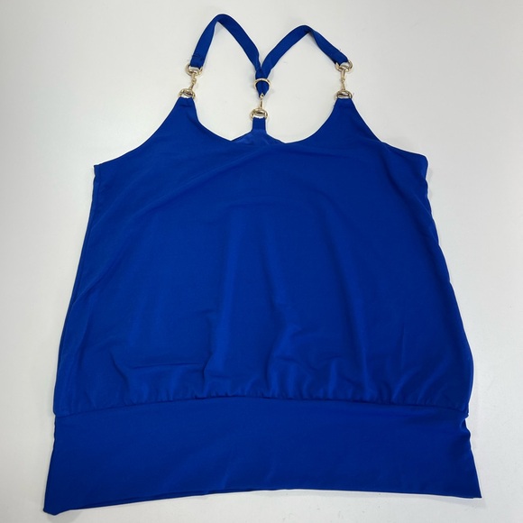 Boston Proper Hardware Detail Blouson Knit Top Deep Ocean Blue NEW Size Small - Picture 2 of 13